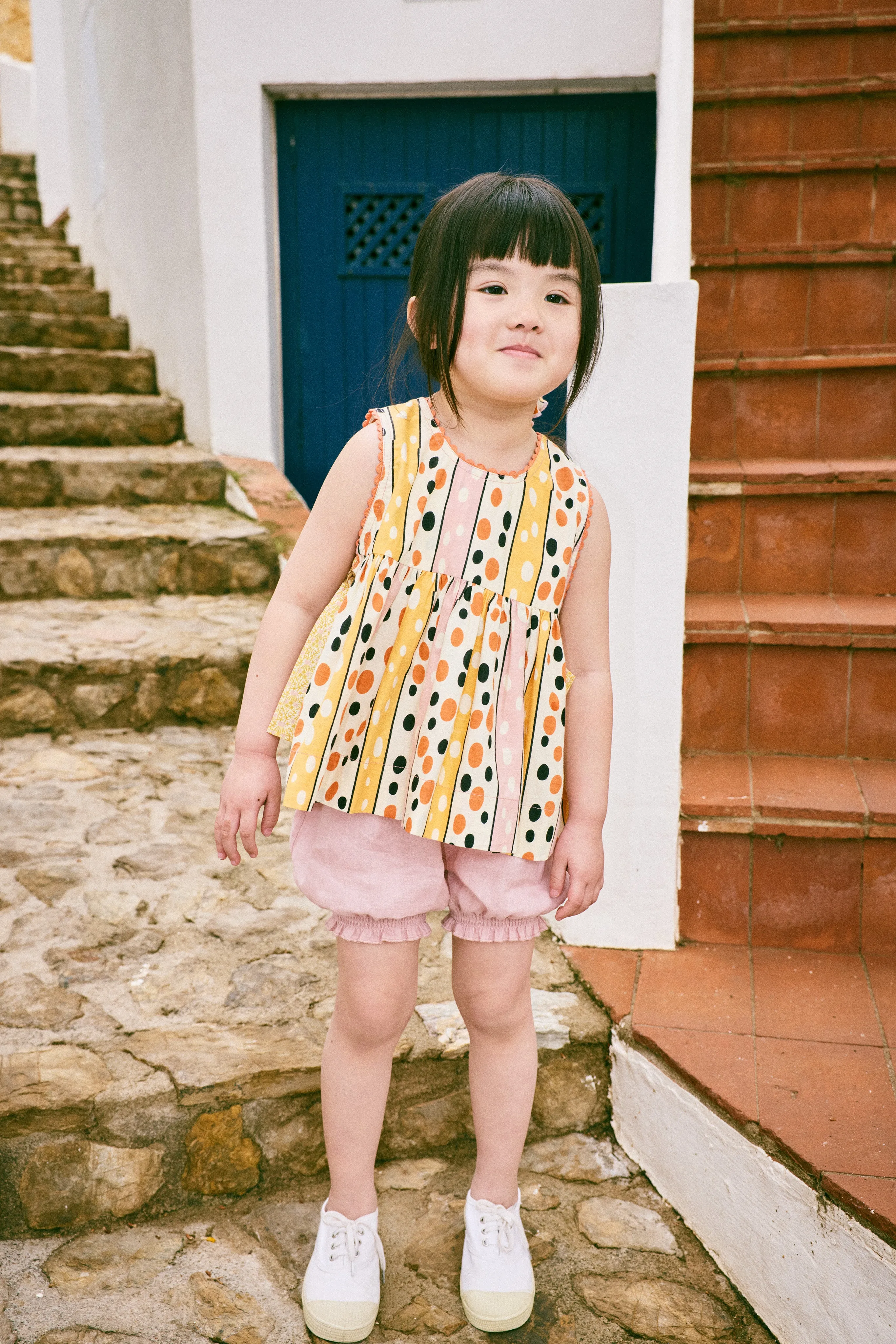Lottie Top, Frangipani Polka-Stripe