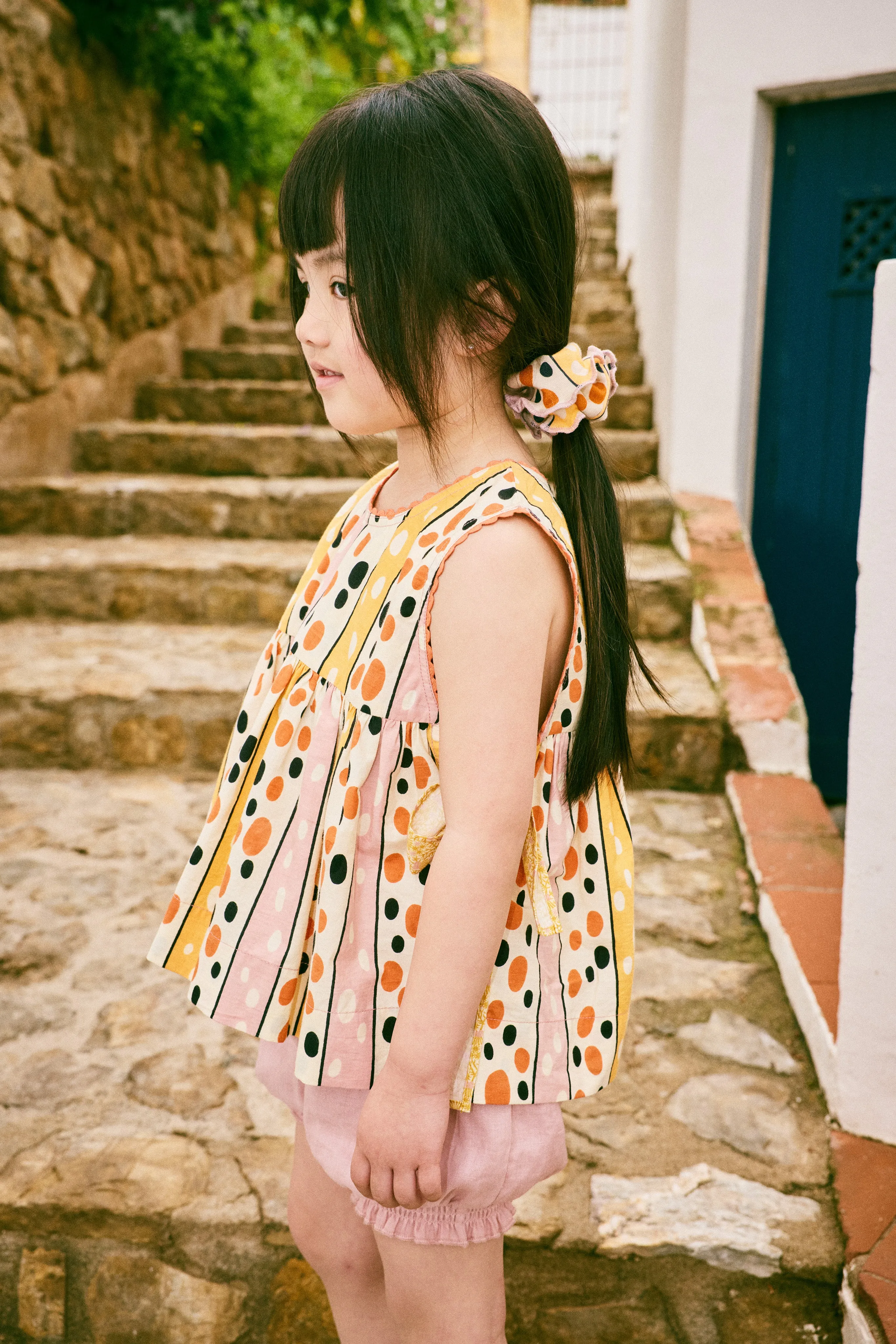 Lottie Top, Frangipani Polka-Stripe