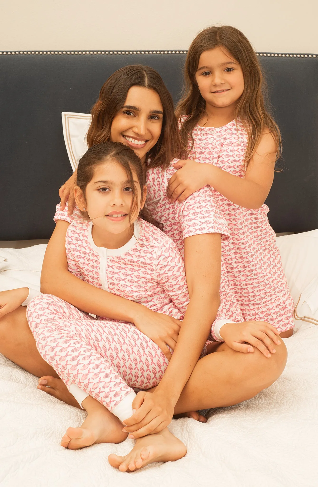 LOUISE GIRL'S LOUNGE DRESS FISH PINK