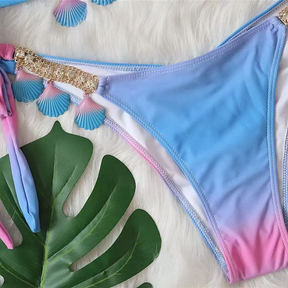 LUPITA SHELL BIKINI IN BLUE