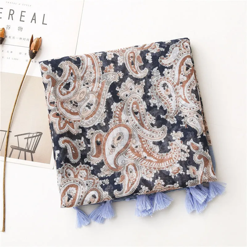 Luxury Brand 2020 Linen Printed Scarf Women scarf cotton Shawls and Wraps Scarves