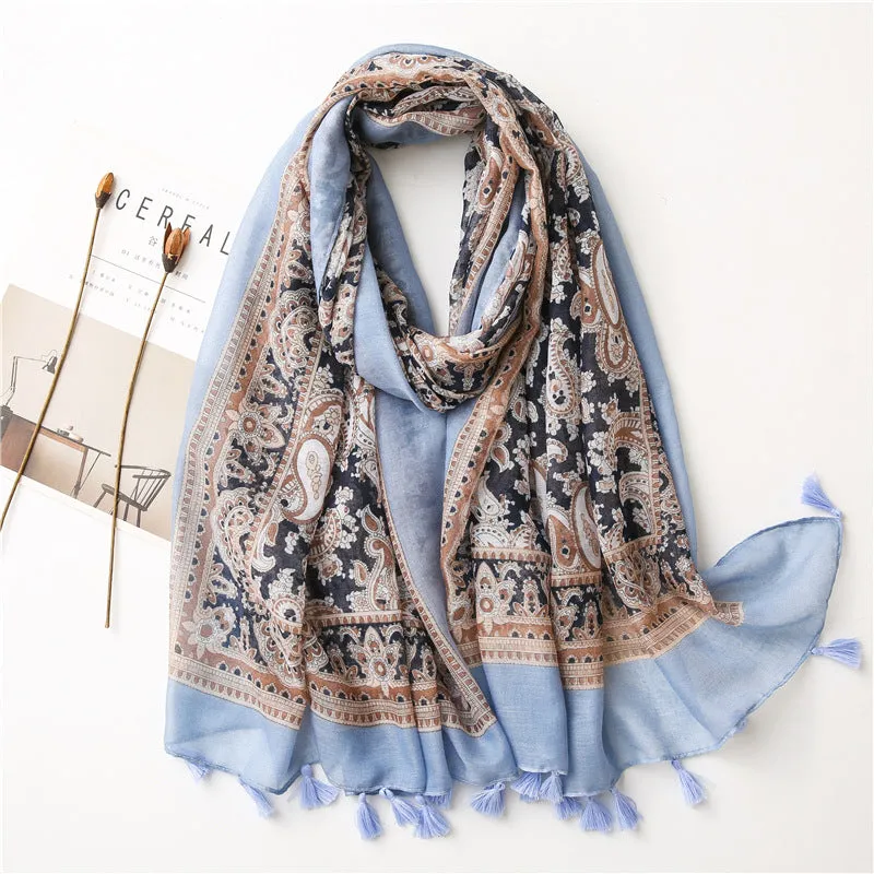 Luxury Brand 2020 Linen Printed Scarf Women scarf cotton Shawls and Wraps Scarves