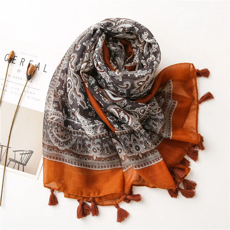 Luxury Brand 2020 Linen Printed Scarf Women scarf cotton Shawls and Wraps Scarves