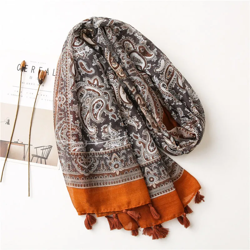 Luxury Brand 2020 Linen Printed Scarf Women scarf cotton Shawls and Wraps Scarves