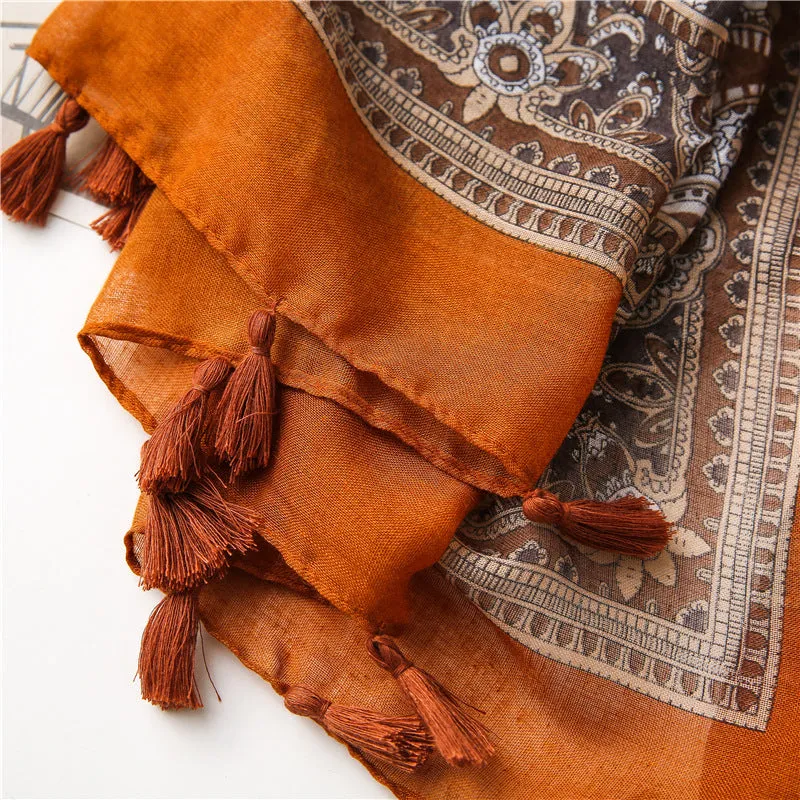 Luxury Brand 2020 Linen Printed Scarf Women scarf cotton Shawls and Wraps Scarves