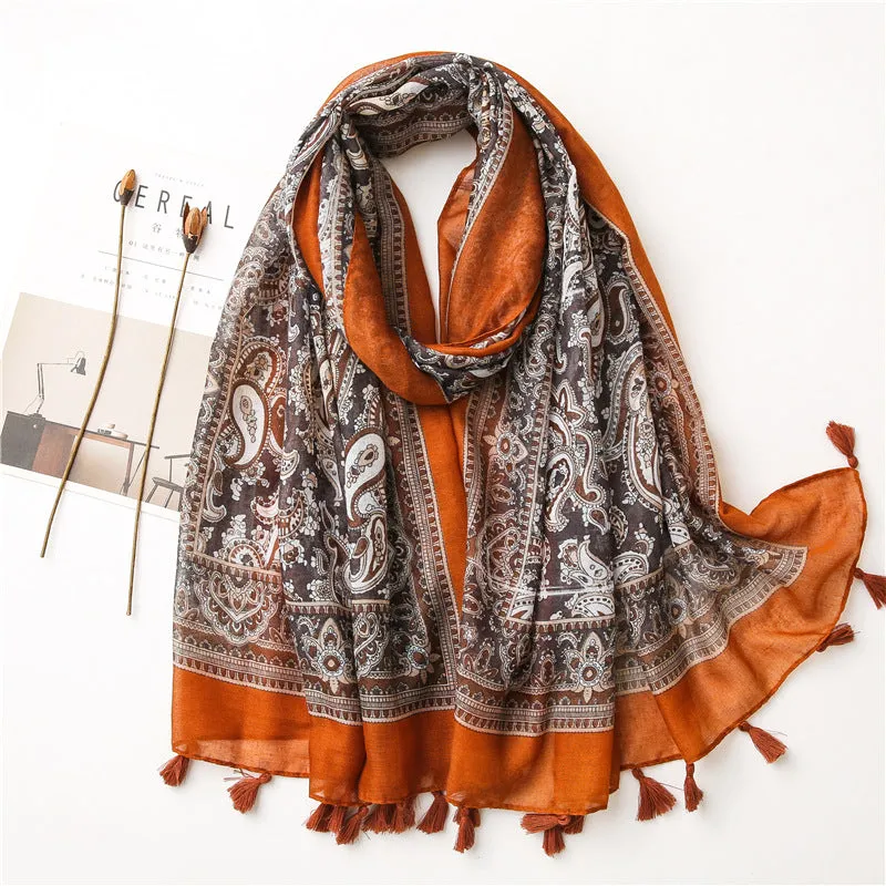 Luxury Brand 2020 Linen Printed Scarf Women scarf cotton Shawls and Wraps Scarves