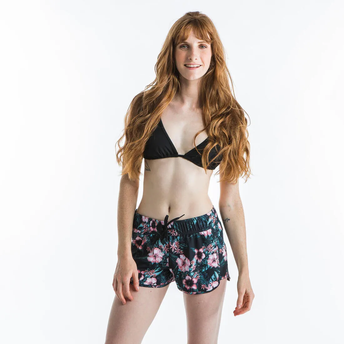 MAE WOMEN'S SLIDING TRIANGLE SWIMSUIT TOP WITH PADDED CUPS - BLACK