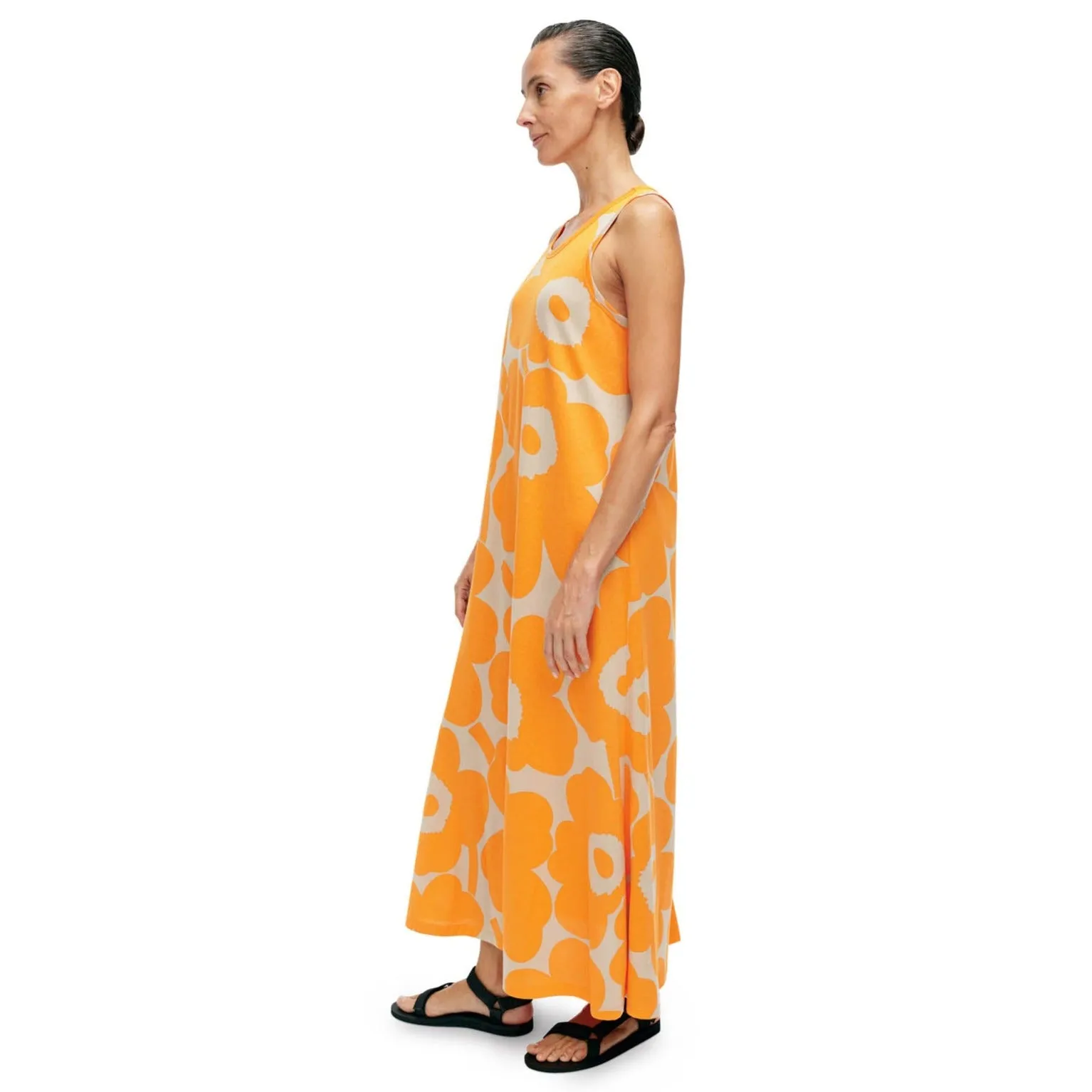 Marimekko Liplatus Unikko Dress, Orange & Beige