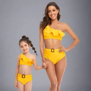 Matching Mom & Child One Shoulder Swimsuit