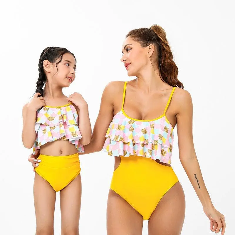 Matching Mother Child Ruffles Swimsuit