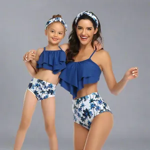 Matching Two Pieces Bikini Ruffle Swimsuit