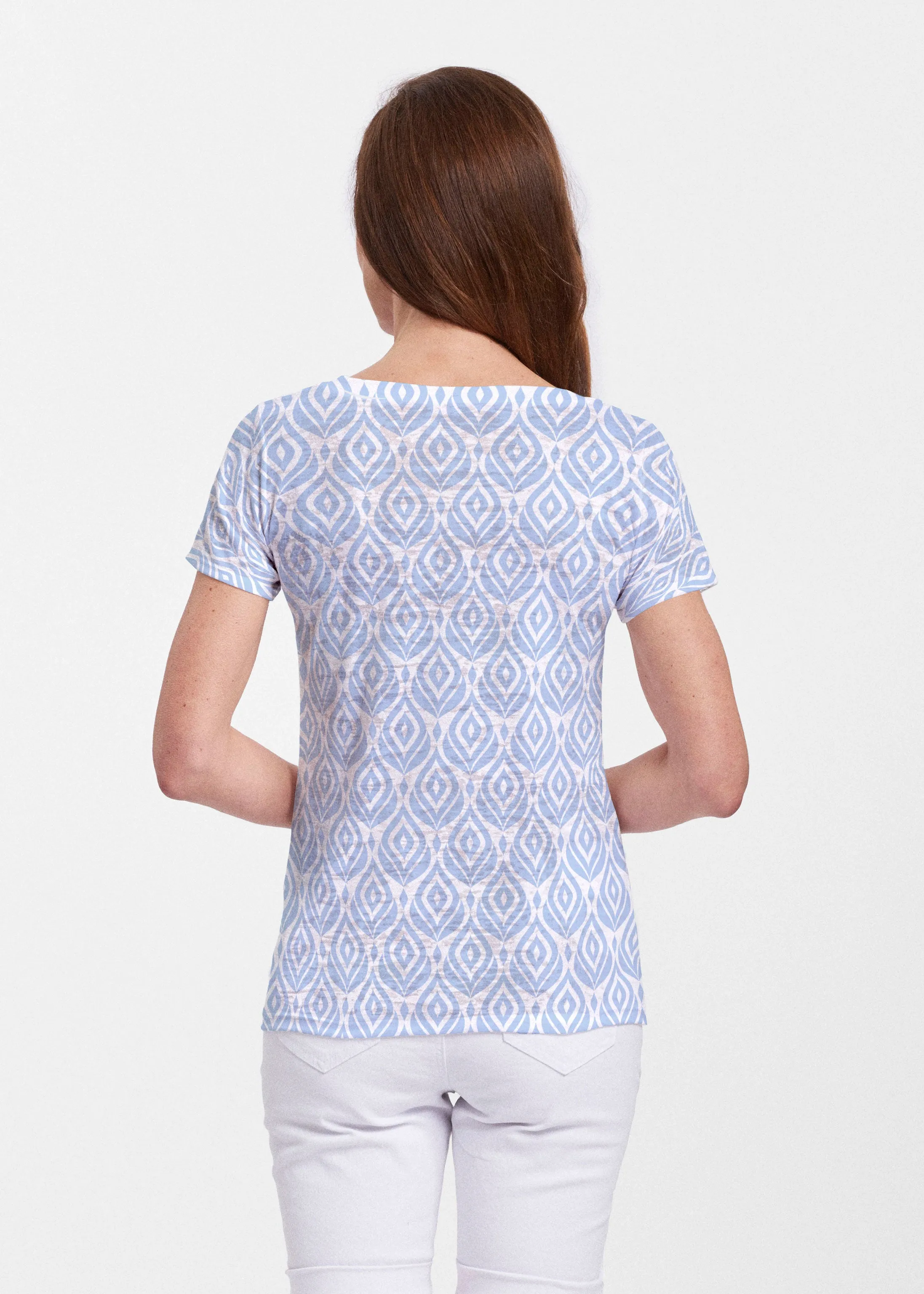 May Flowers (8027) ~ Sheer Short Sleeve V-Neck Shirt