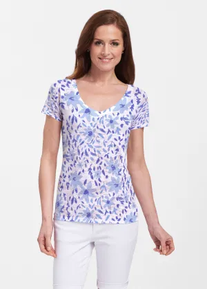 May Flowers (8027) ~ Sheer Short Sleeve V-Neck Shirt