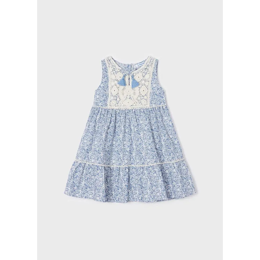 Mayoral Porcelain Crochet Motif Cotton Dress