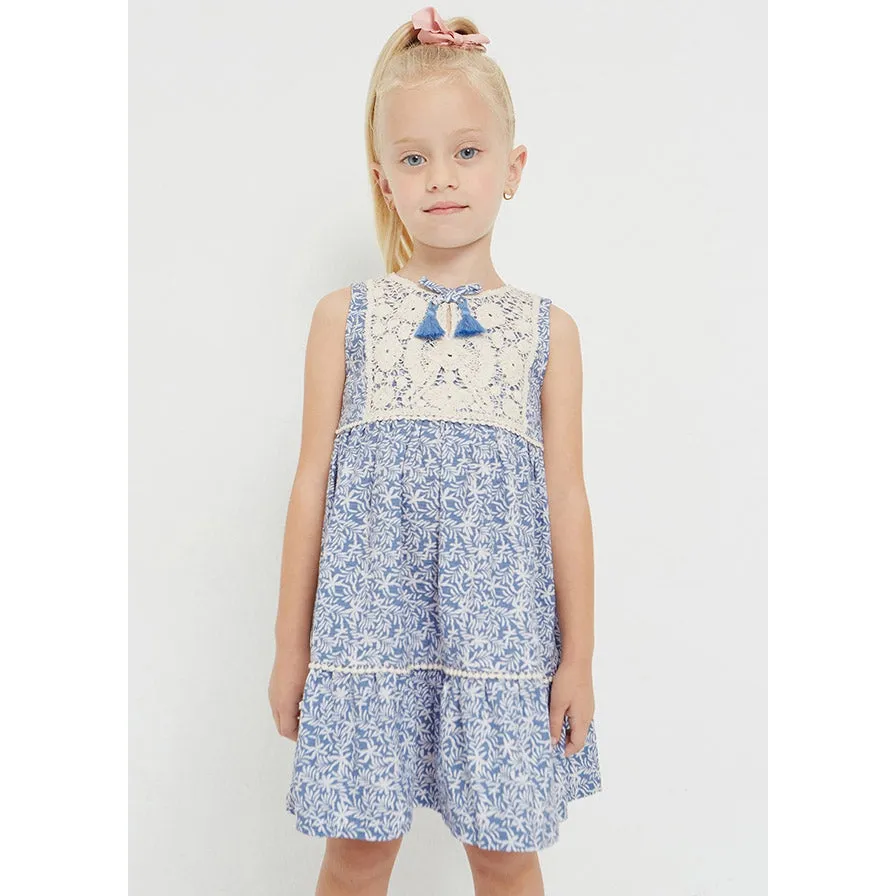 Mayoral Porcelain Crochet Motif Cotton Dress