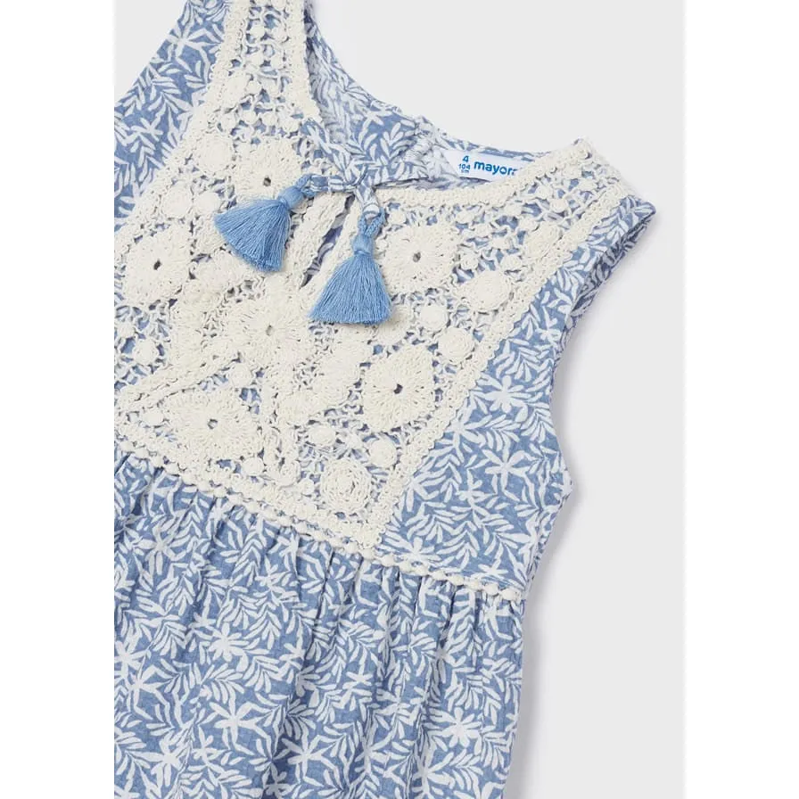 Mayoral Porcelain Crochet Motif Cotton Dress