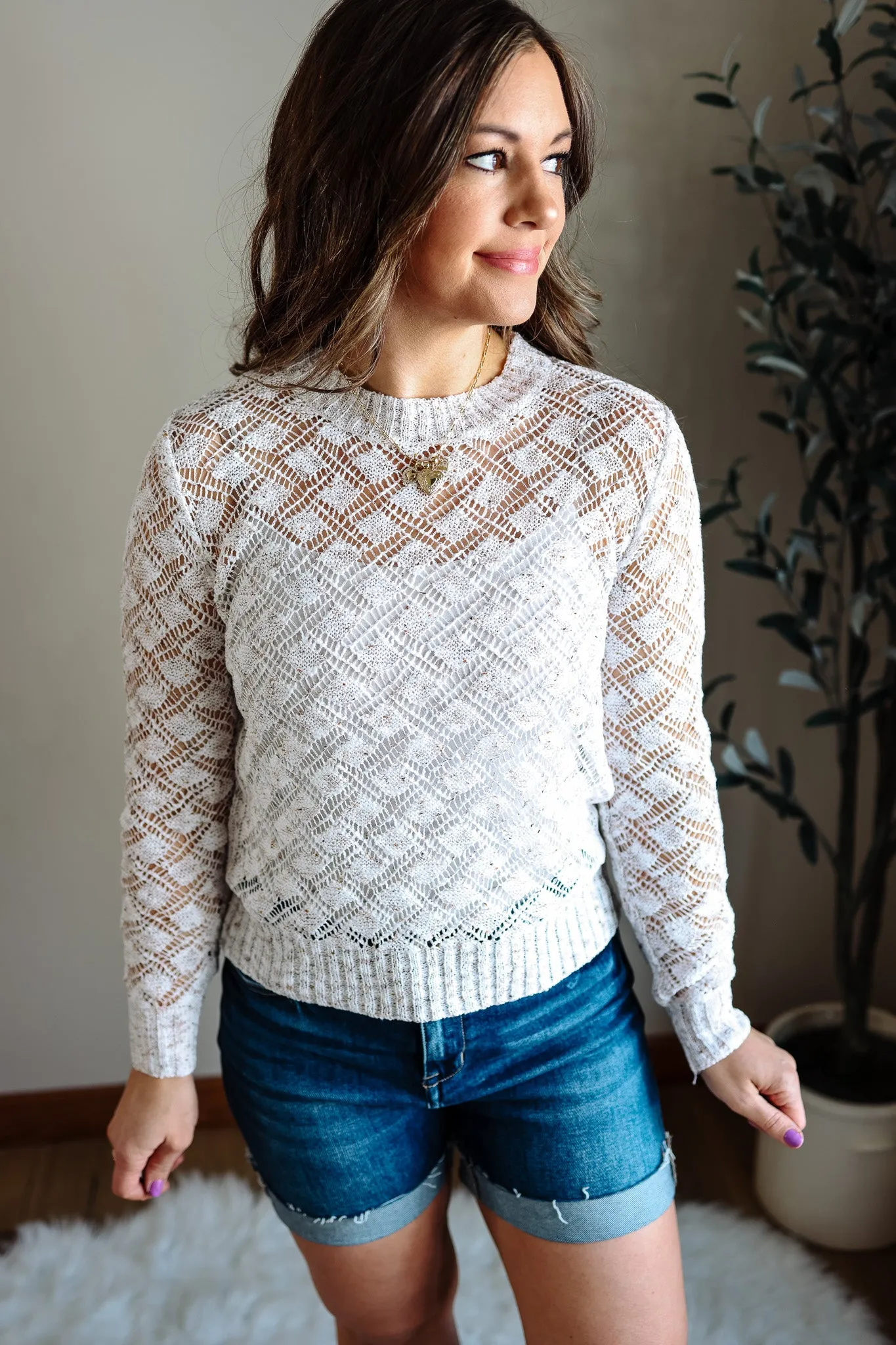 Melany Crochet Knit Sweater