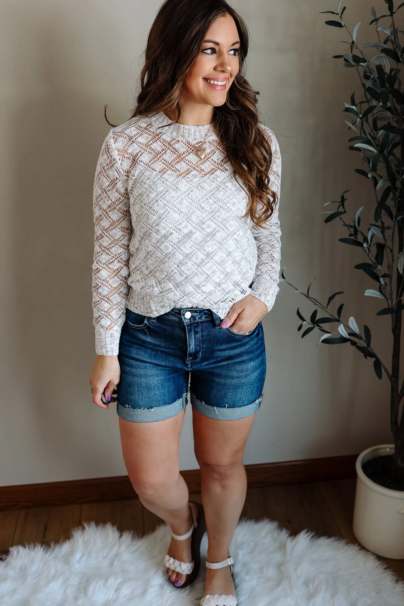 Melany Crochet Knit Sweater