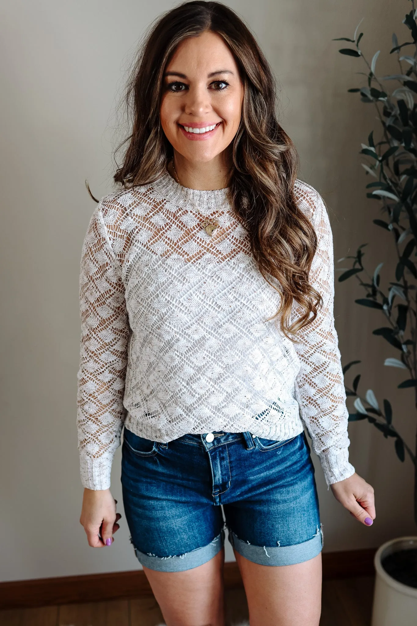 Melany Crochet Knit Sweater