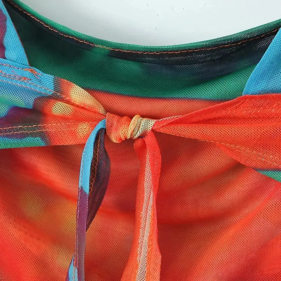 Mesh Tie Bow Back Camisole Top