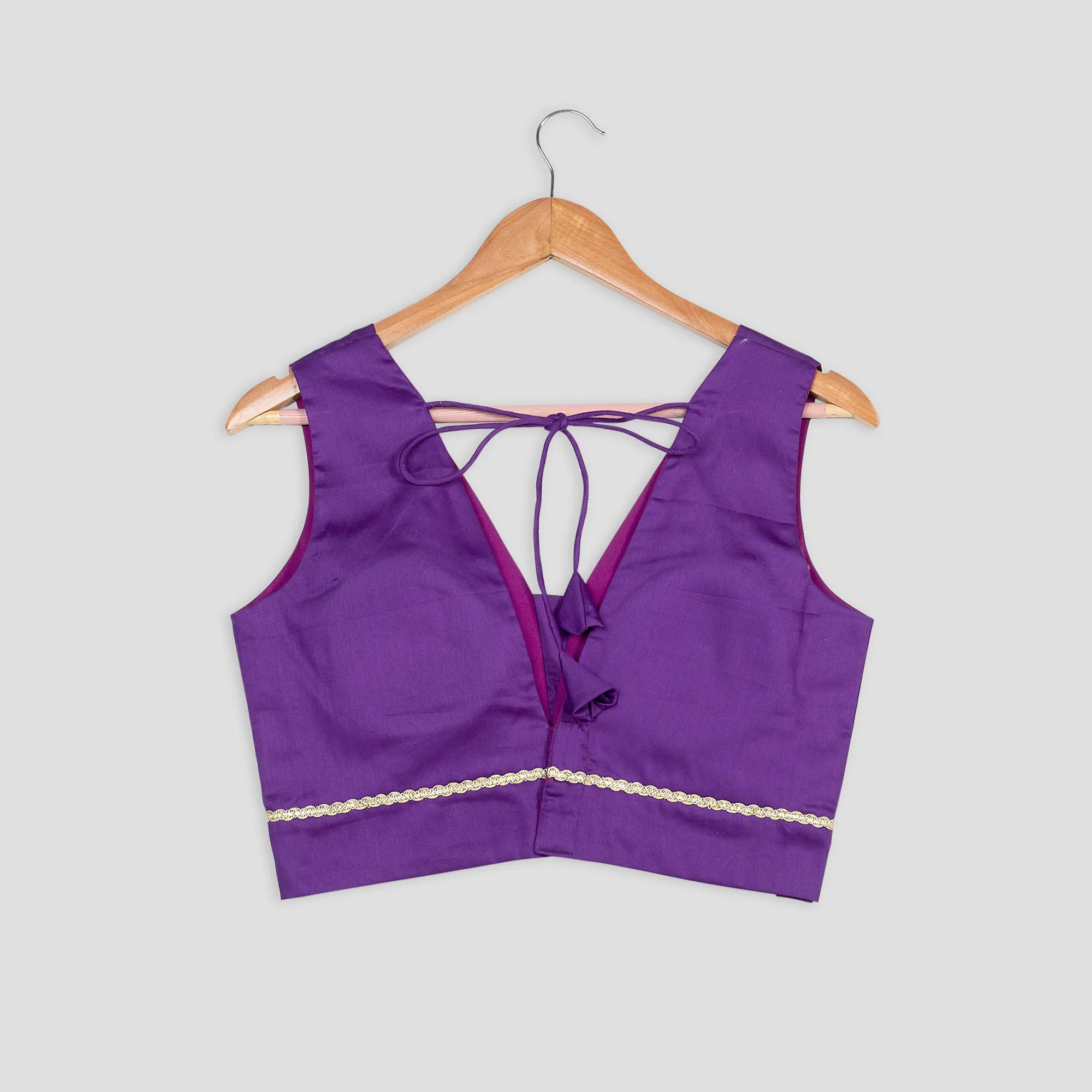 Midnight Purple Plain Lace Work Cotton Blouse