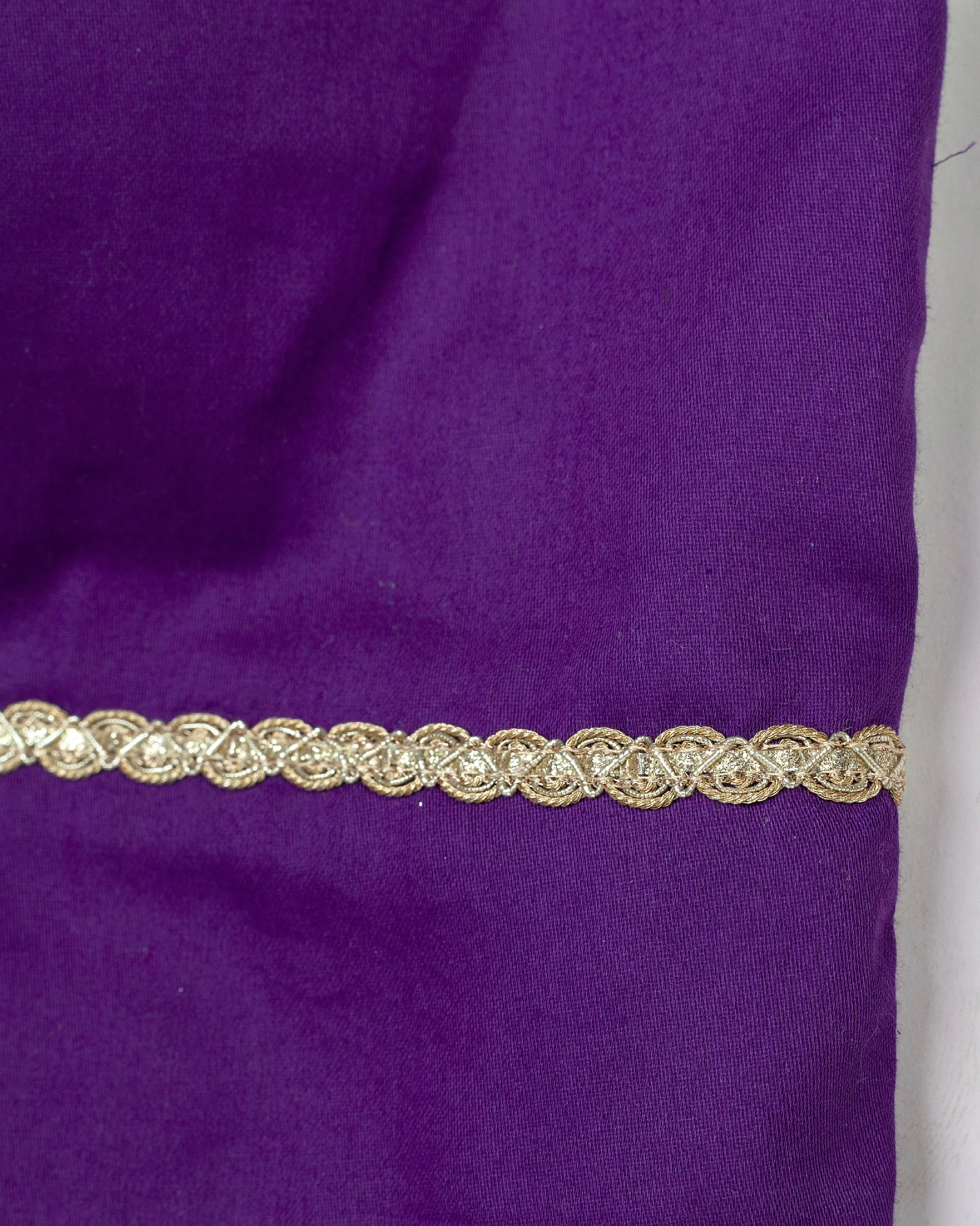 Midnight Purple Plain Lace Work Cotton Blouse