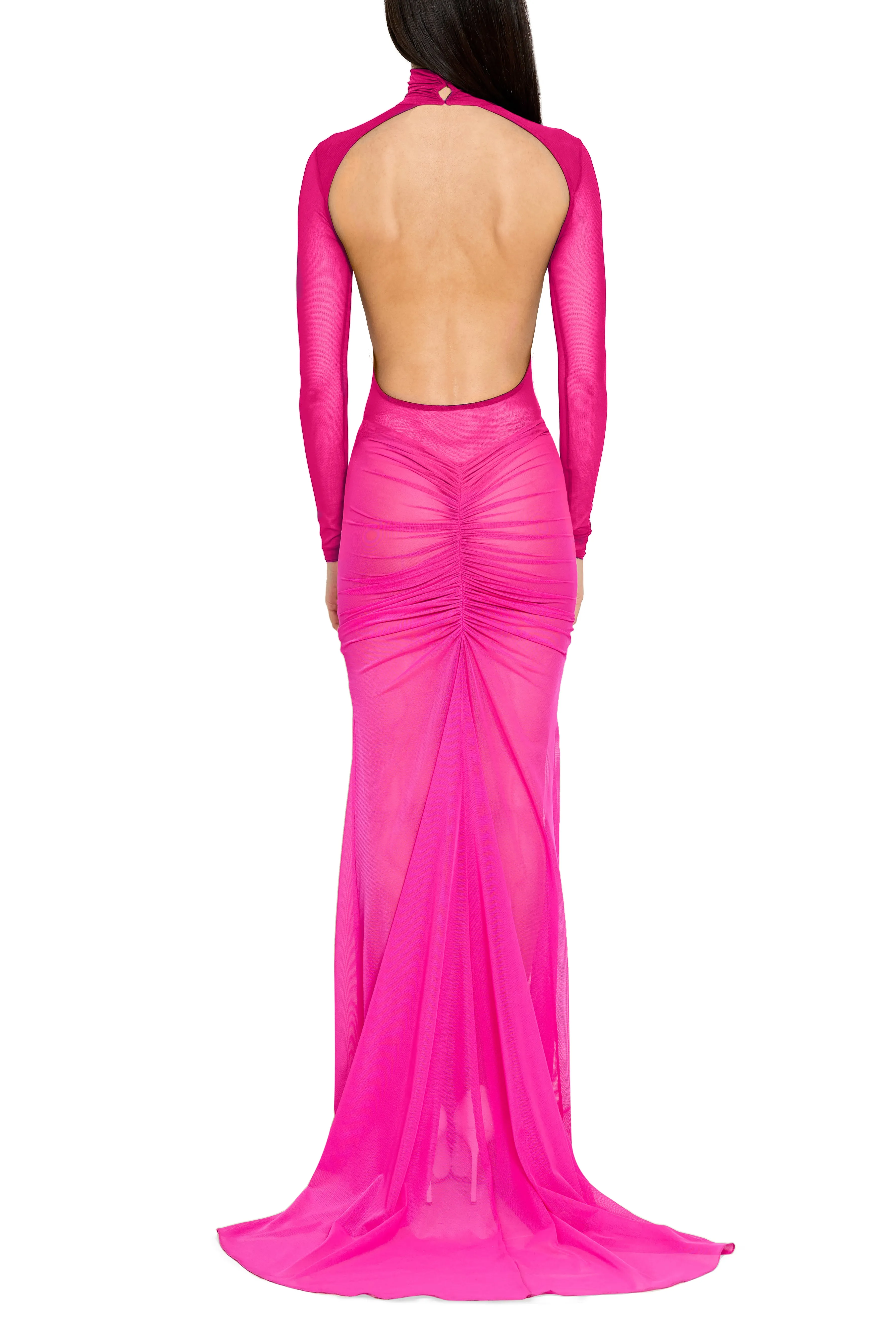 Mock Neck Mesh Bodysuit with Open Back