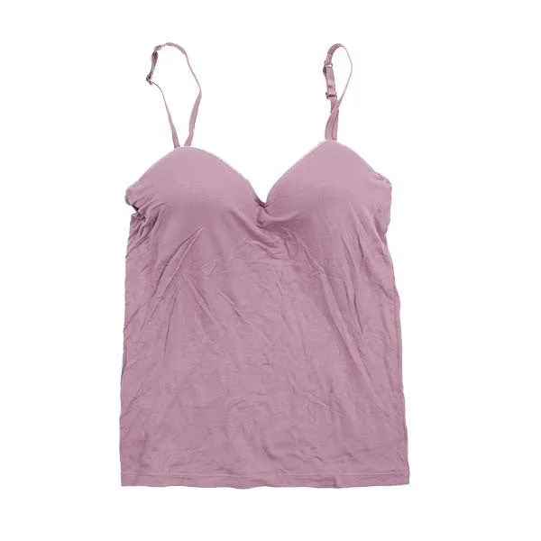 Modal Adjustable Strap Built In Bra Self Mold Bra Tank Top Camisole