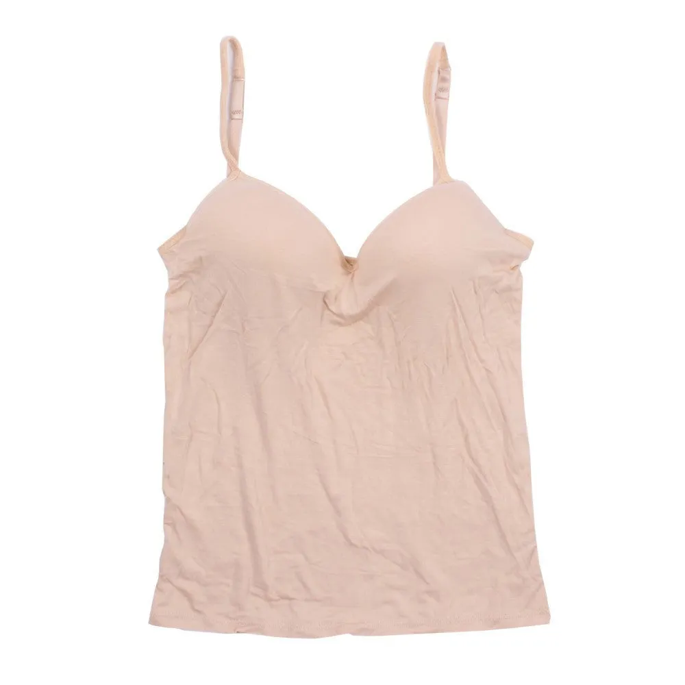 Modal Adjustable Strap Built In Bra Self Mold Bra Tank Top Camisole
