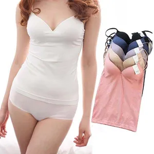 Modal Adjustable Strap Built In Bra Self Mold Bra Tank Top Camisole