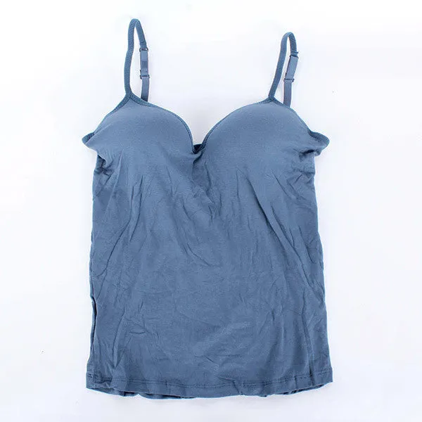 Modal Adjustable Strap Built In Bra Self Mold Bra Tank Top Camisole