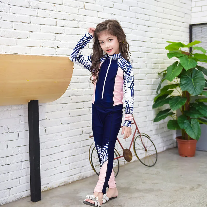 Mommy and Me Beach Wear UV Protection Swimsuits Family Swimwear Long Sleeves One Piece Swimsuits