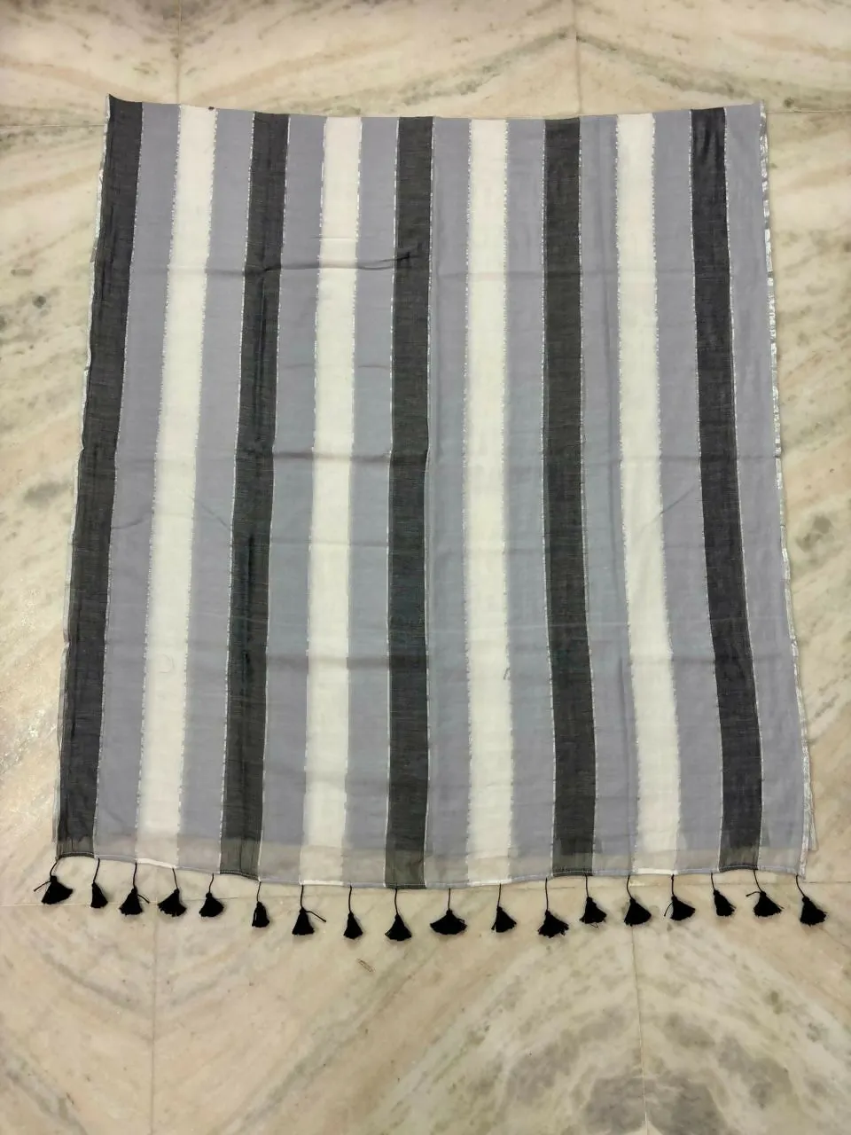 Mul Cotton jari border stripe Saree