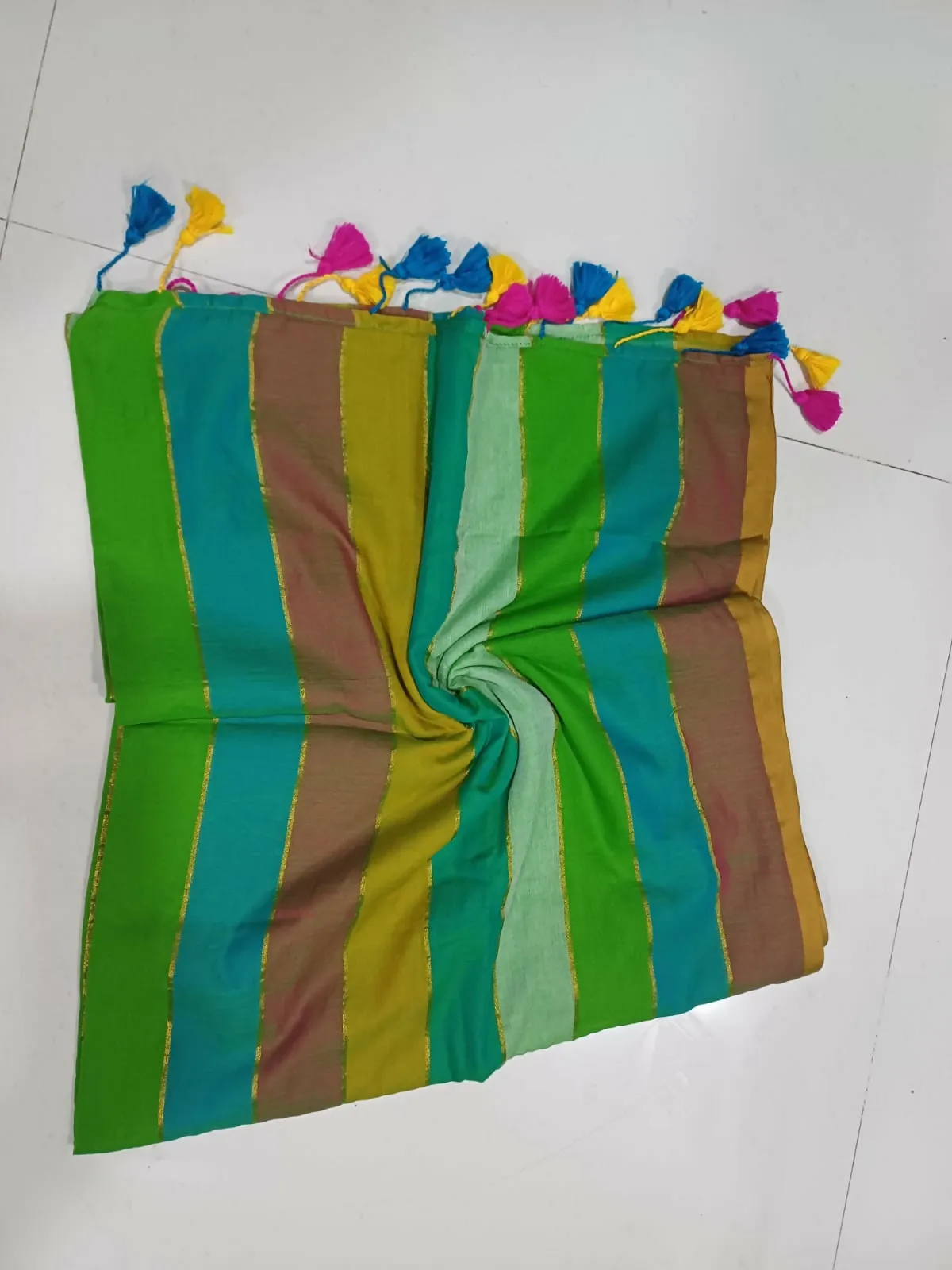 Mul Cotton jari border stripe Saree
