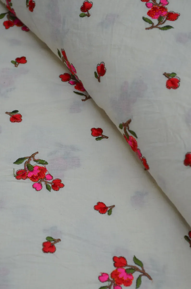 Mulmul Cambric Cotton Embroidered Fabric