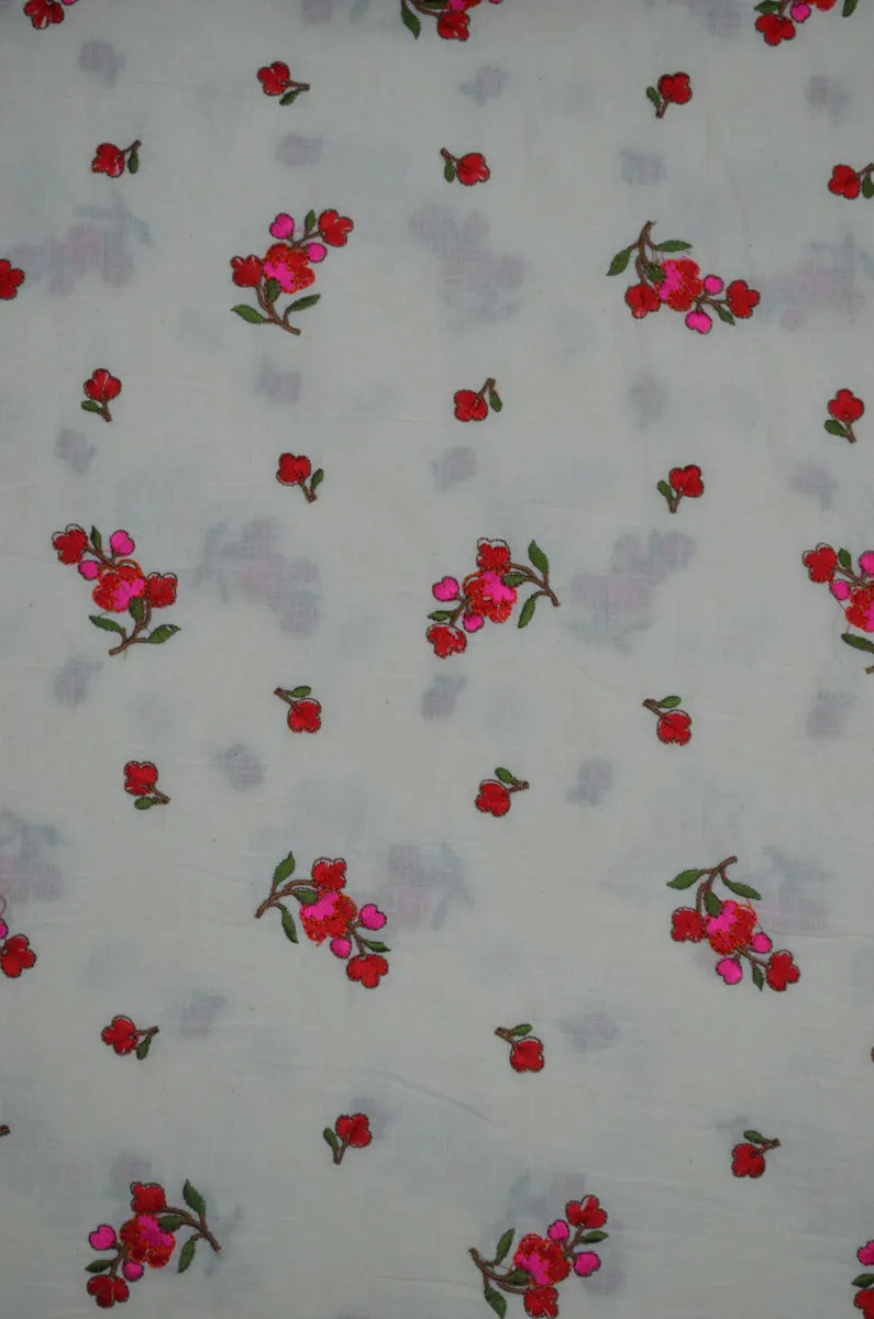 Mulmul Cambric Cotton Embroidered Fabric