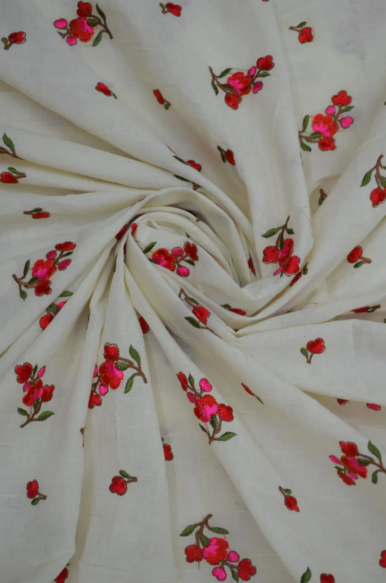 Mulmul Cambric Cotton Embroidered Fabric