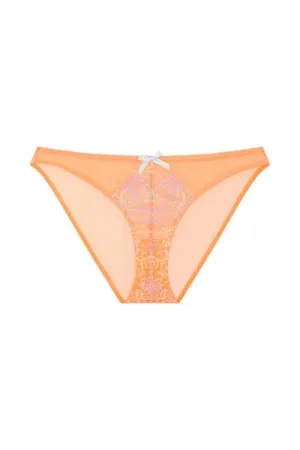 Naomi Floral Embroidered Brief - Orange -
