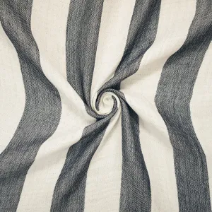 Navy-White Famous Maker Cotton Crinkle Stripe Double Gauze Woven Fabric