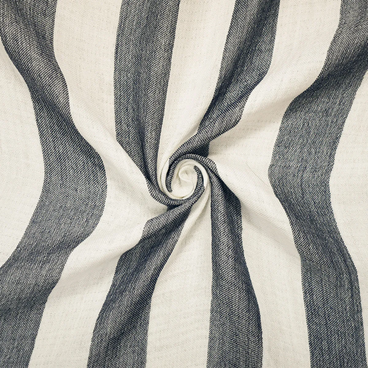 Navy-White Famous Maker Cotton Crinkle Stripe Double Gauze Woven Fabric
