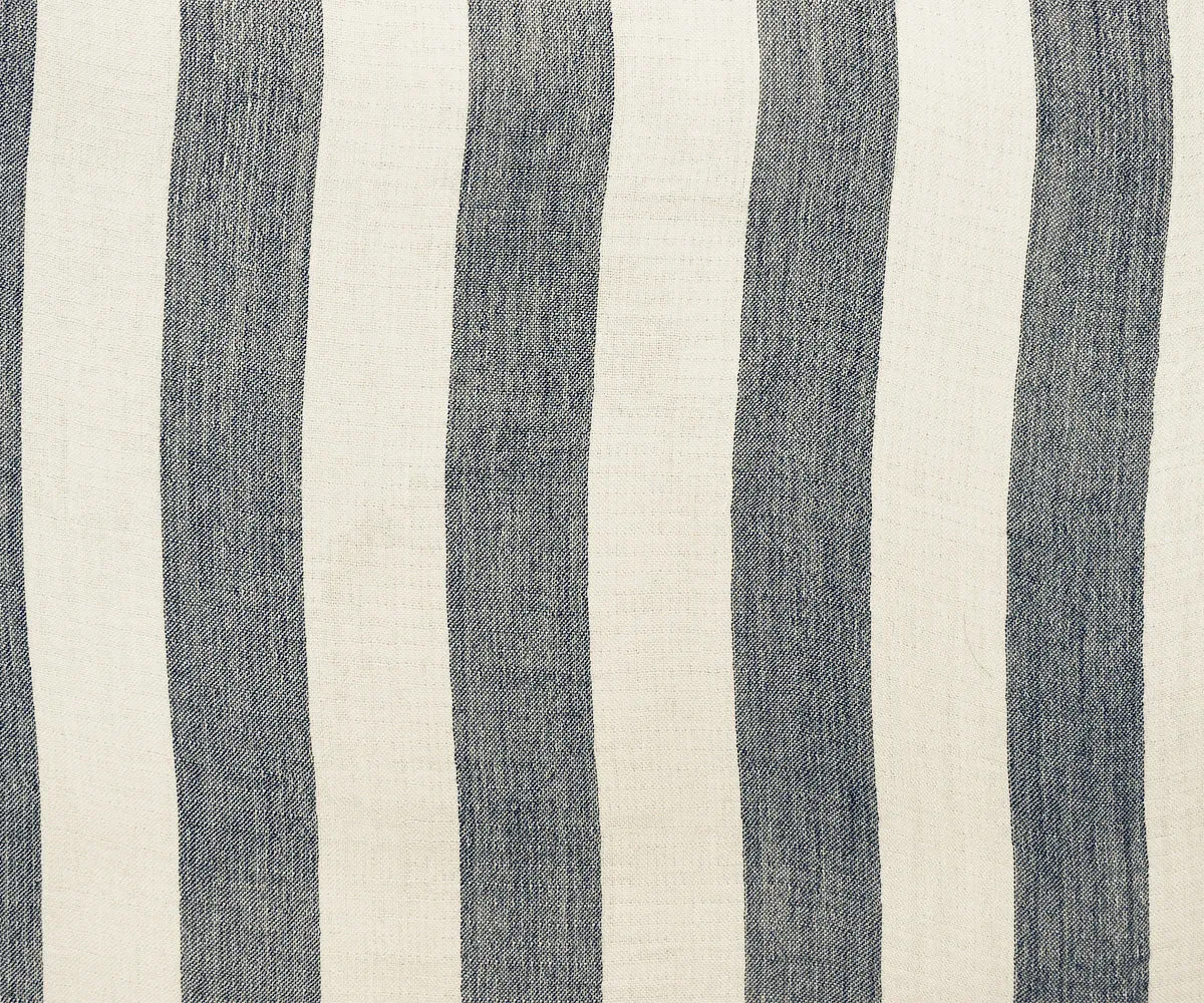 Navy-White Famous Maker Cotton Crinkle Stripe Double Gauze Woven Fabric