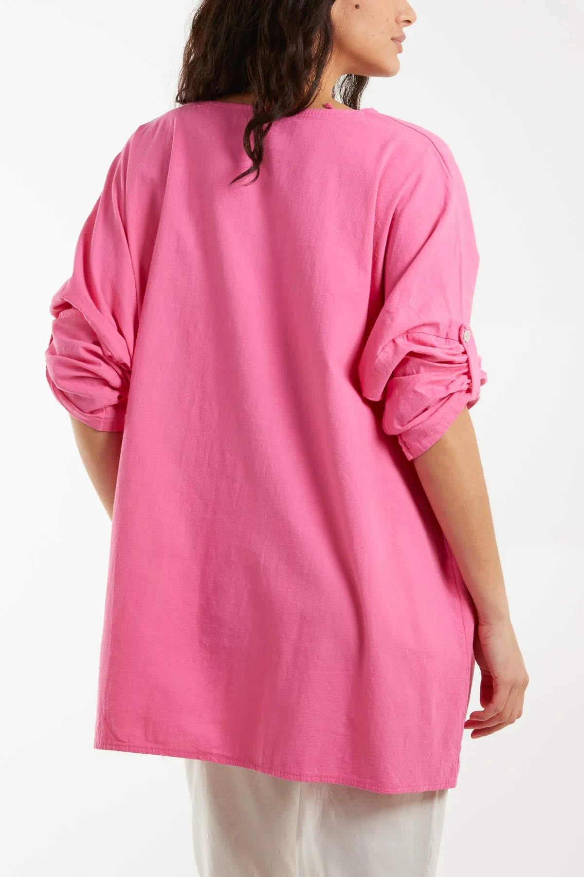 Necklace Relaxed Fit Blouse with Pockets