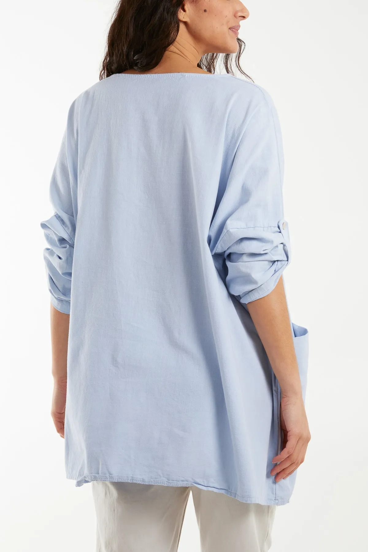 Necklace Relaxed Fit Blouse with Pockets