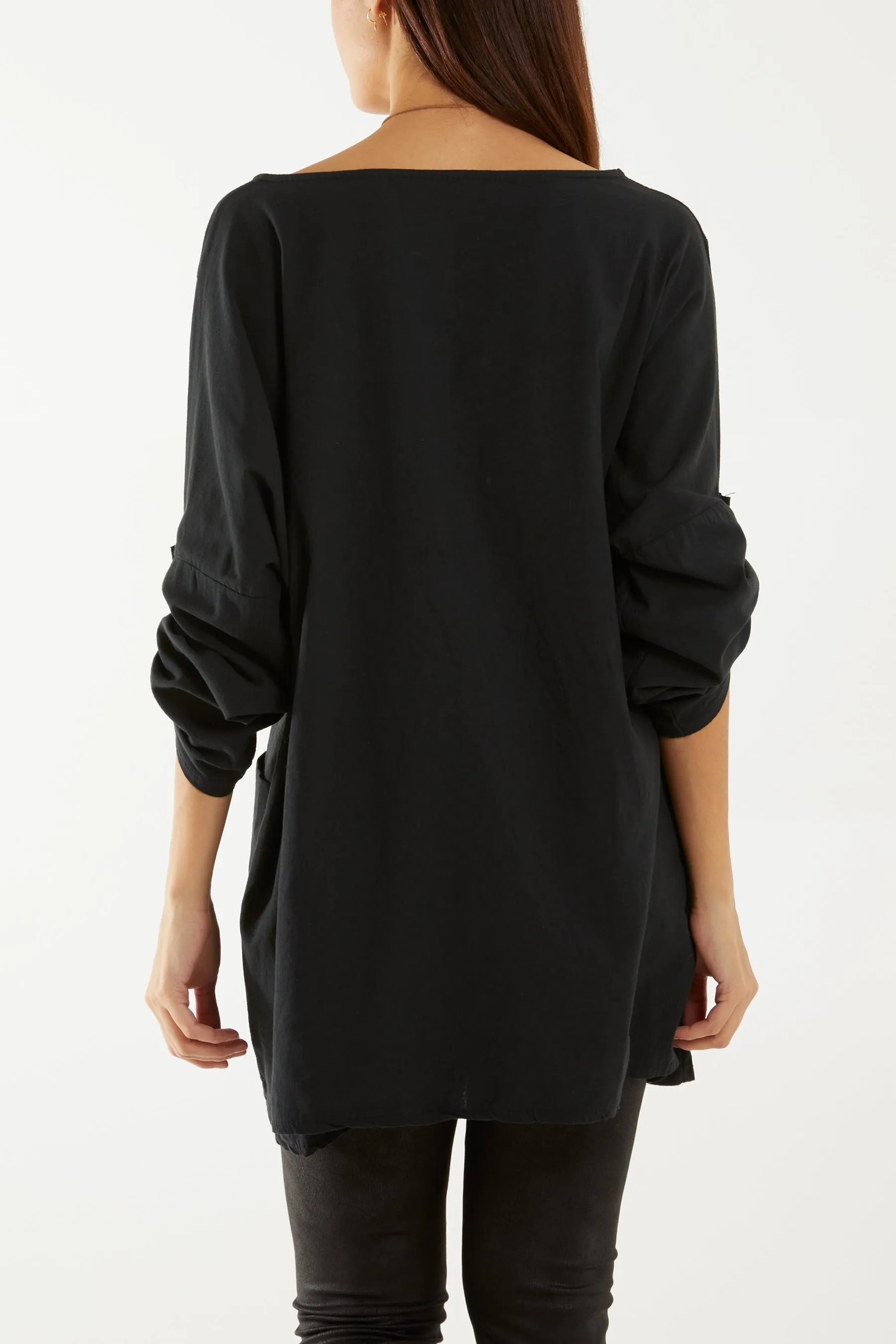 Necklace Relaxed Fit Blouse with Pockets