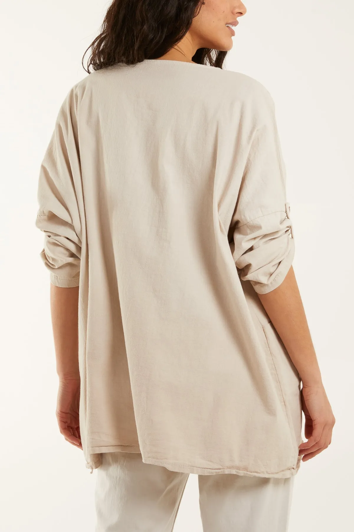 Necklace Relaxed Fit Blouse with Pockets