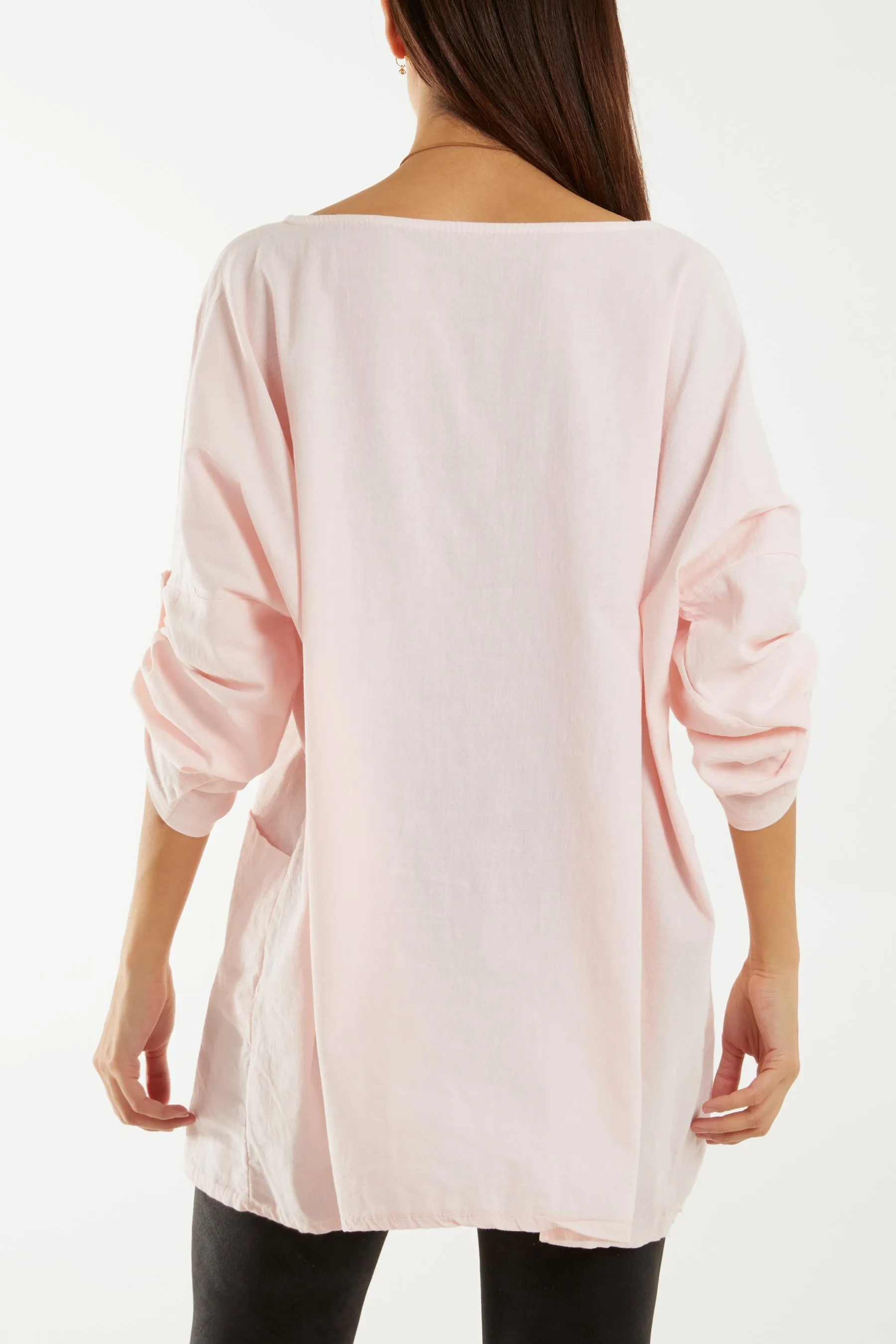 Necklace Relaxed Fit Blouse with Pockets