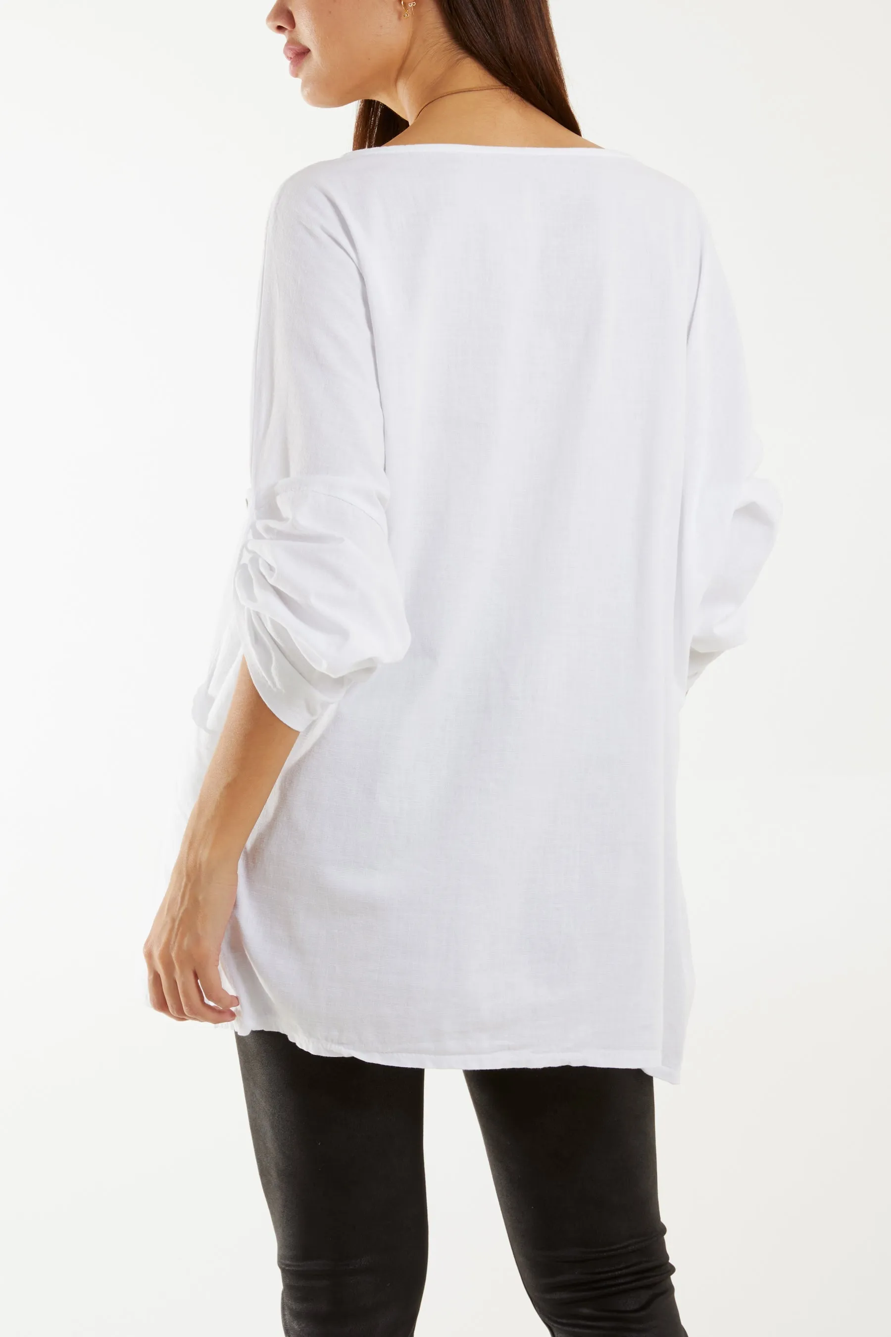 Necklace Relaxed Fit Blouse with Pockets