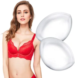 New (Clear) - Silicone Breast Inserts - Waterproof Enhancer Clear Gel Push Up Bra Inserts for Swimsuits & Bikini