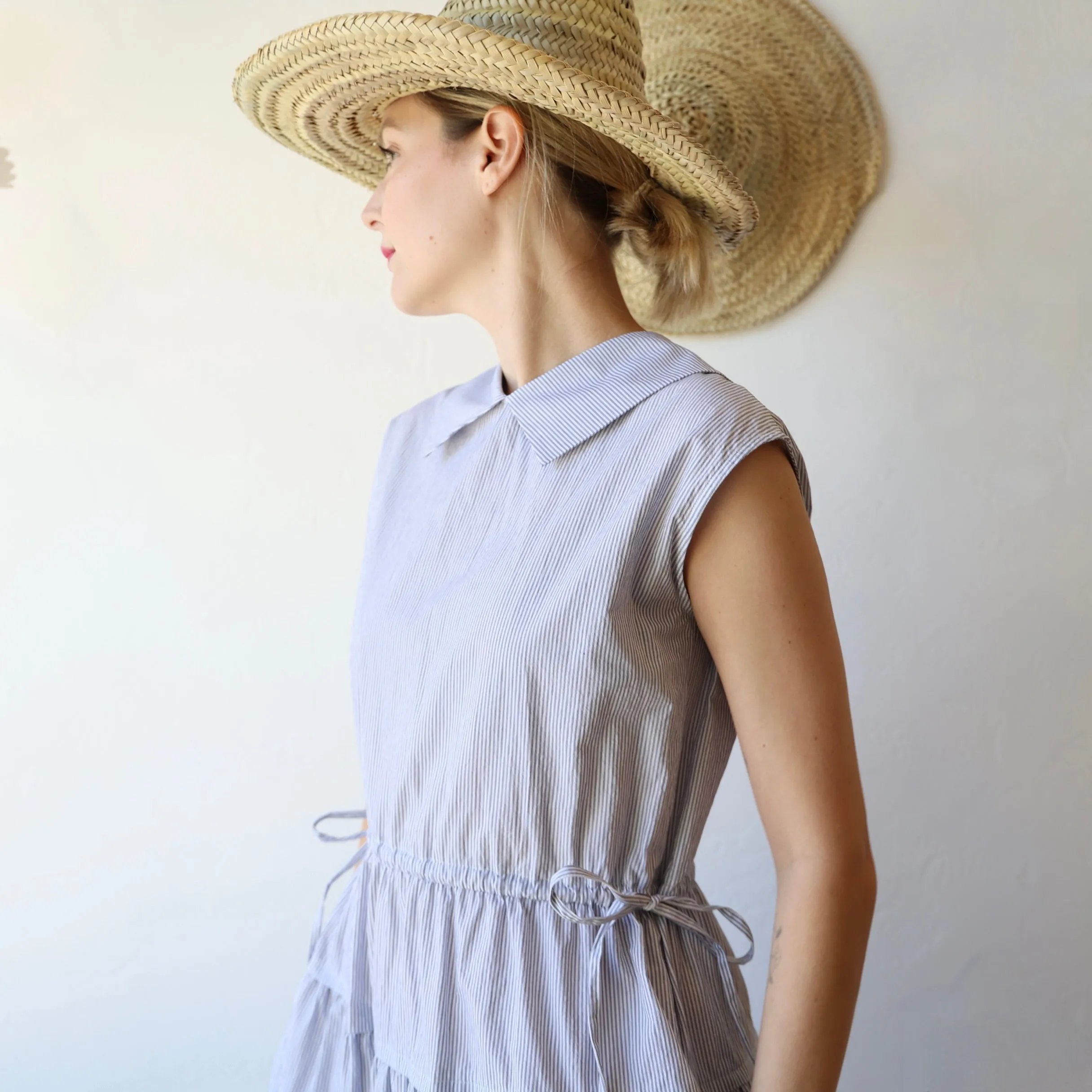 Nicholson & Nicholson Cotton Sleeveless Dress - Blue Stripe