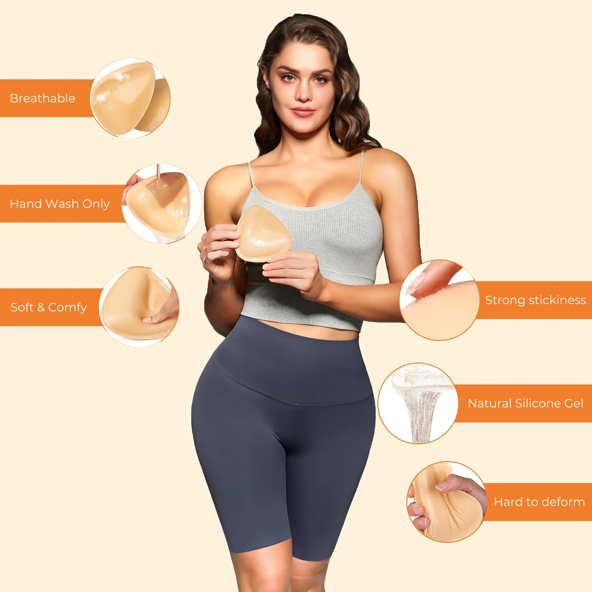 Niidor Women's Seamless Triangular Bra Pads - Double-Sided Adhesive, Invisible, Breathable & Comfortable